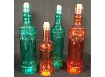 Vibrant Greenbrier International Sealed Corked Colored Glass Bottles