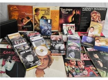 Classic Vintage Vinyl Record Lot With Elvis, Frank Sinatra, DVD Movies, CDs And More