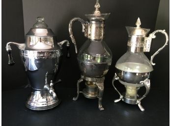 Three Decorative Coffee Urns Including International Silver Company And Champion