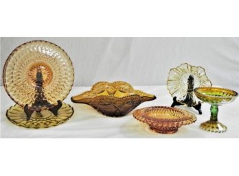Vintage Amber  & Marigold Glassware Dishes & Bowls