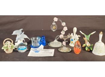 Vintage Small Porcelain & Glass Figurines -Capodimonte, Millefiori Paperweights, Blown Glass Figurines & More