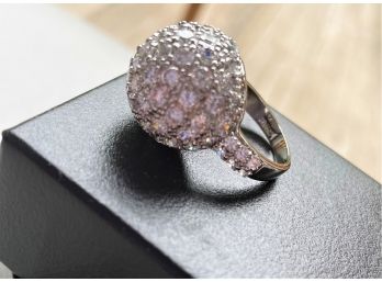 Beautiful Sterling Silver 925 Size 7.5 Fashion Rhinestone Bling Ring