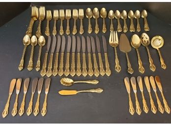 Never Used Wallace Gold Plated Stainless Steel Flatware Set