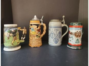 Vintage Ceramic & Stoneware Beer Steins & Music Box, Budweiser, Rastal Oktoberfest & More