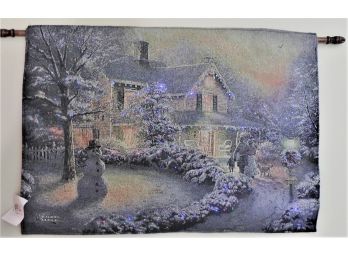 Thomas Kinkade 'heart Of Christmas' Fiber Optic Lighted Wall Print Tapestry