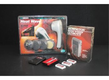 New Assorted Men's Shavers & Thermal Massager Set - Remington, Micro Touch & Homedics