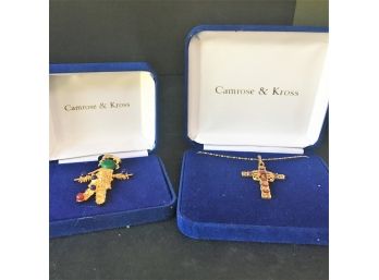 Vintage Camrose & Kross Jackie Kennedy Scarecrow Pin & Cross-retired Piece, With Certificates Of Authenticity