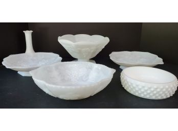 Vintage Milk Glass Bowls & Vases