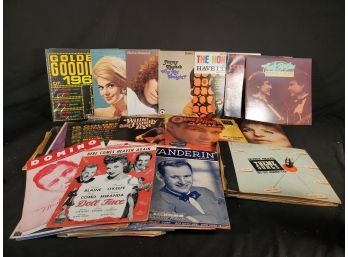 Vintage Vinyl Records And Sheet Music - Willie Nelson, Barbra, Gene Pitney And More