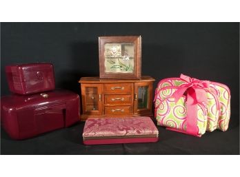 Assorted Jewelry Boxes And Make-up Case Set