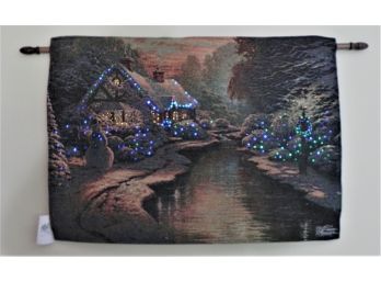 Thomas Kinkade 'Christmas Evening' Fiber Optic Lighted Wall Print Tapestry