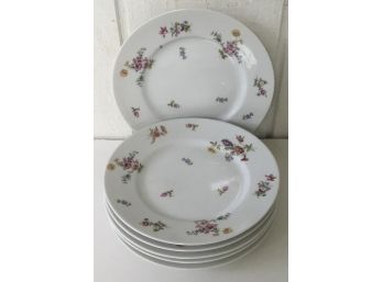 Antique Limoges Flowered 6 Luncheon Plates