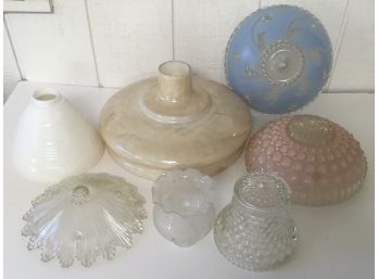 Lot Of Antique 7  Glass Globes For Lamps, Chandeliers