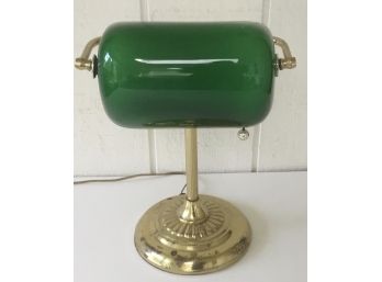 Vintage Green Glass Bankers Lamp