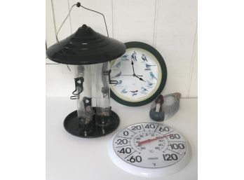 Bird Feeder, Bird Clock, Decoy & Thermometer