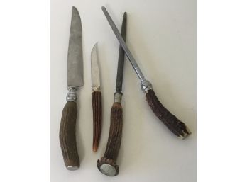 Vintage Antler Handle Knife Set