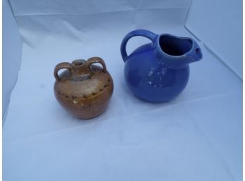 Country Lot Of Pitcher And Brown Jug