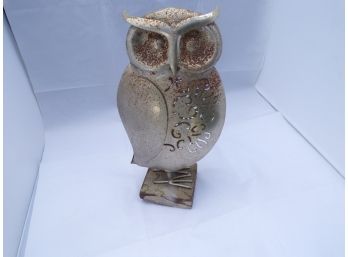 Metal Owl With Designs Of Feathers On