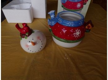 Snowman Cookie Jar In Original Box