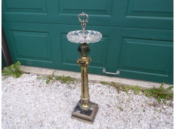 Brass And Marble Ash Tray Stand Fancy