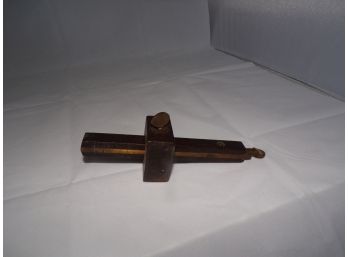Antique Walnut And Brass Scribe Tool