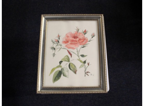 Lovely Signed Watercolor & Ink Floral Painting