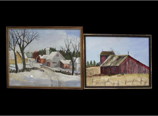Beautiful Pair Of Signed Paintings By Fran L.