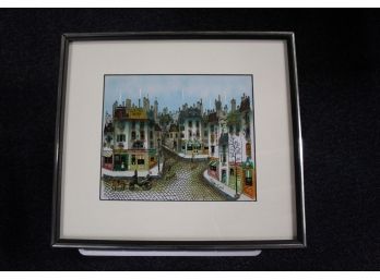 Beautiful Signed Watercolor Of A Small French Town