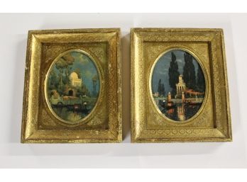 Beautiful Vintage Framed Plaques Depicting Italy