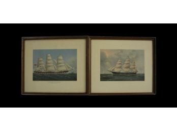 Pair Of  Framed Ship Lithographs
