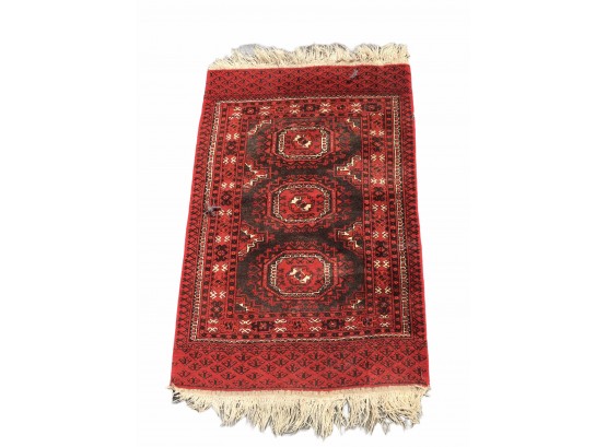 Small Vintage Handmade Oriental Carpet / Rug (#2)