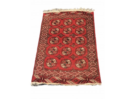 Small Vintage Handmade Oriental Carpet / Rug  (#1)