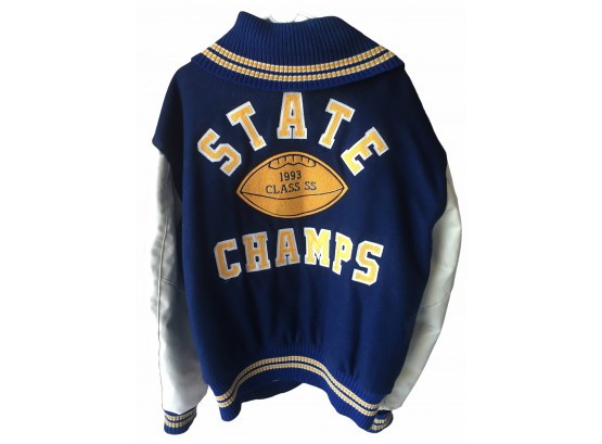 Vintage 1993 Seymour Cats Football State Champs Letterman High School Jacket.