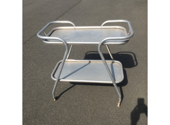 Vintage Aluminum Rolling Porch / Patio Serving Cart / Tray