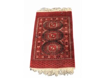 Small Vintage Handmade Oriental Carpet / Rug (#2)