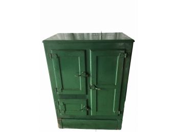 Antique Oak Ice Chest Painted Green