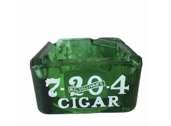 Vintage R.G Sullivan 7-20-4 Cigar's Green Glass Advertisement Ashtray.