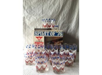 Vintage Spirit Of 76' Glassware Set Consists Of 15 Piece Party Set By Federal Glassware.