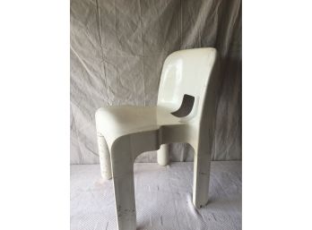 Vintage Mid-Century Modern MCM Joe Colombo For Kartell  White Plastic Side Chair.