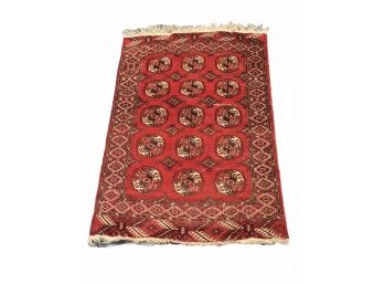 Small Vintage Handmade Oriental Carpet / Rug  (#1)