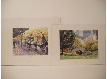 Pair Of Prints Of Central Park New York City By Steve Lee 1995