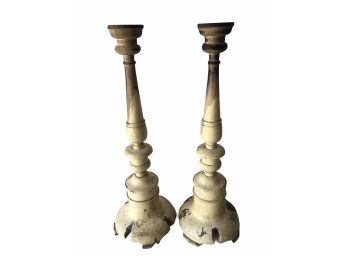 Pair Of Vintage Wood Lamps Bases.