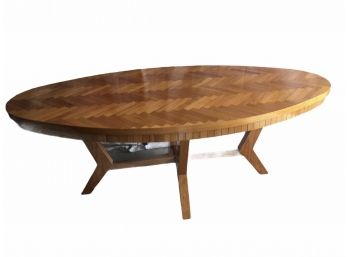 Vintage Unique Oak Custom Made Oval Dining Room Table.