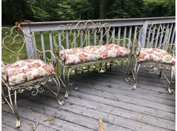 3pc Outdoor Aluminum Settee And Chair Set With Cushions