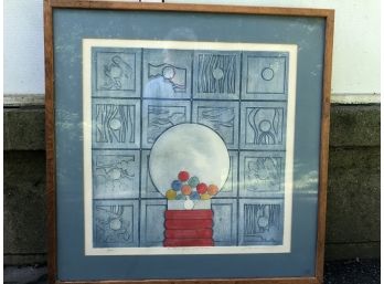 Signed And Numbered Lithograph 13/100 Bubble Gum Machine - Framed Under Glass