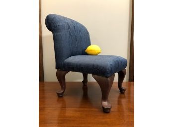 FUN Mini Upholstered Chair On Wood Base - Vintage Footstool
