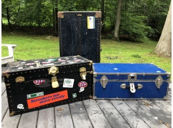 CAMP! COLLEGE! 3pc Lot Of Vintage Trunks