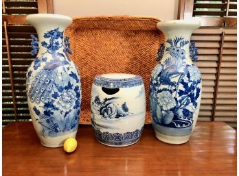 Antique Chinese Urns & Basket