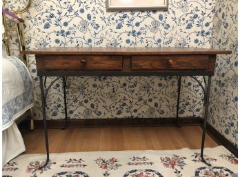 Rustic Wood And Iron Forged Legged Desk - 2 Drawer By Charleston Forge 48'L