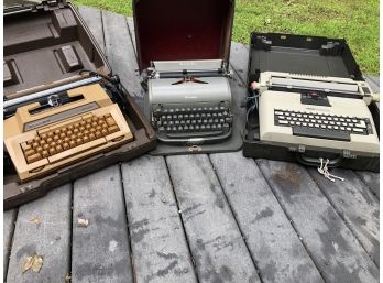 Trio Of Vintage Typewriters - Coronet XL Smith-Corona, Olivetti Lexicon 82, Remington